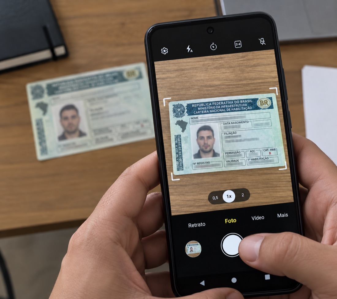Documento sendo fotografado no celular